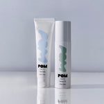 POM Saviour Oil bottle and Calm Balm tube displayed together on a white background.